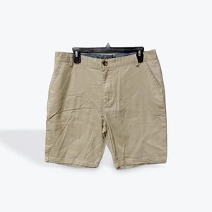 Distortion Mens Khaki Chino Shorts Tan Flat Front Twill Size 36 NWT